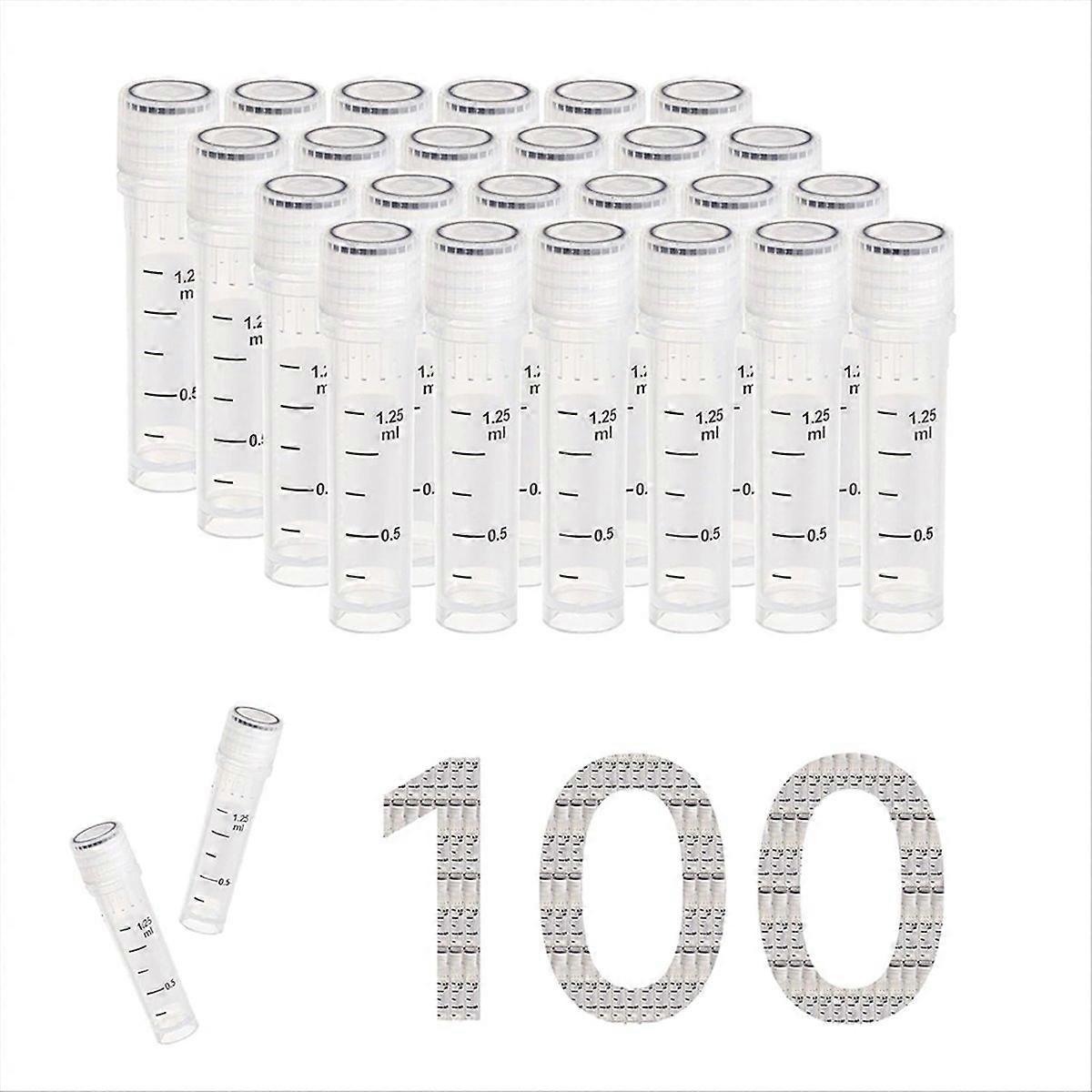 Cryovials Sterile Tubes 2ml Lab Vials with Caps Cryovial Case of 100