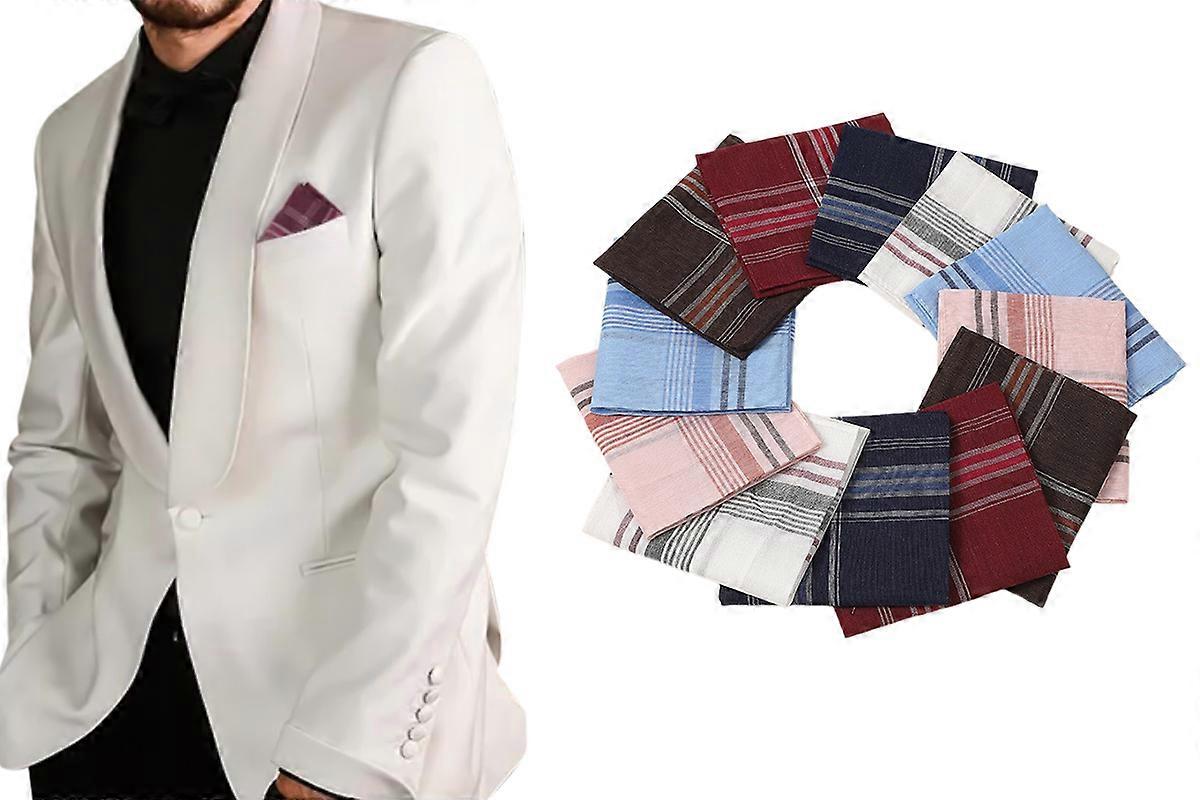 12Pcs Classic Hankies for Men Polyester Cotton Square Hanky Mens Pocket
