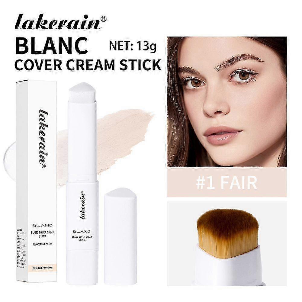 Chartming Color Changing Foundation Stick with Brush Head, Cover Cream White Foundation Stick With Volufiline, Natural Makeup, Full Coverage Concealer