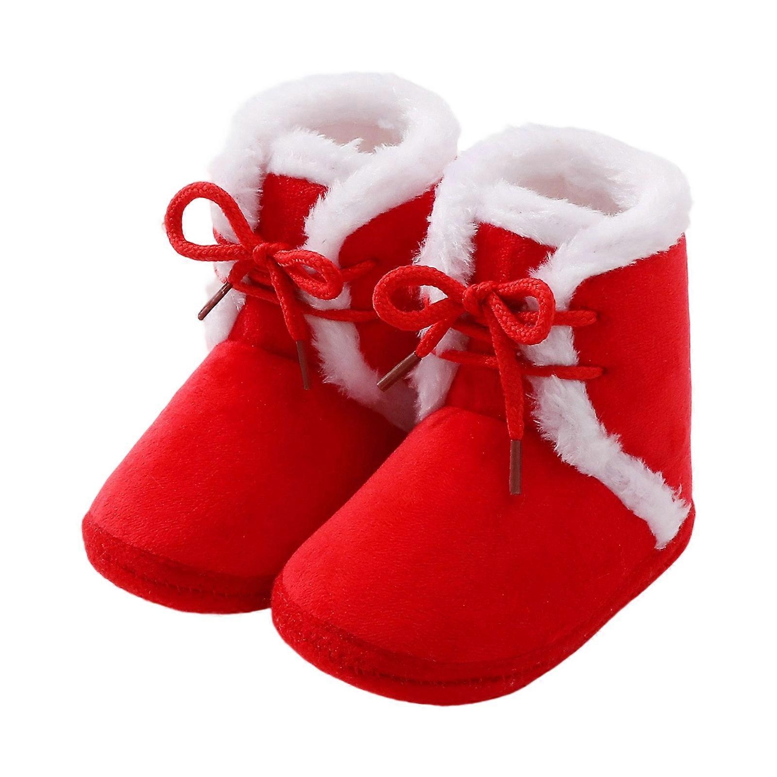 Cotton Infant Walking Shoes Reinforced Bottom Newborns Booties Nonslip Base And Lovely Bowknot Detailing  Red S