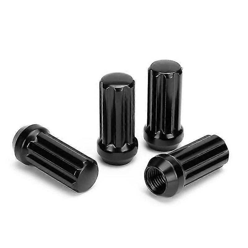 M14x1.5 Wheel Lug Nuts, 24 Pieces 14mmx1.5 7 Spline Drive Awl Cone Lug Nuts 2inch Long Black With 2