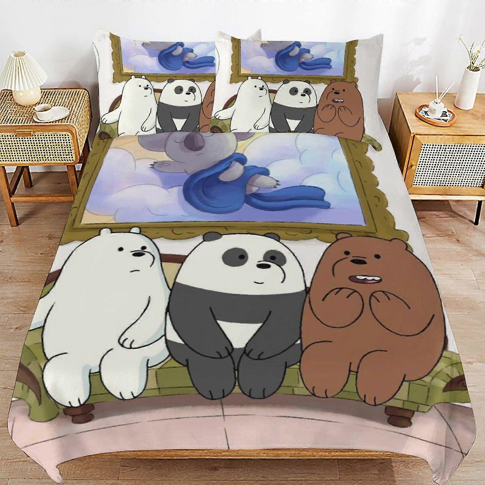 o278 We Bare Bears Season Bedding System Smooth Fabric Zipper Closure Comfortable Texture Soft Feel Duvet Cover Sets Pack d278