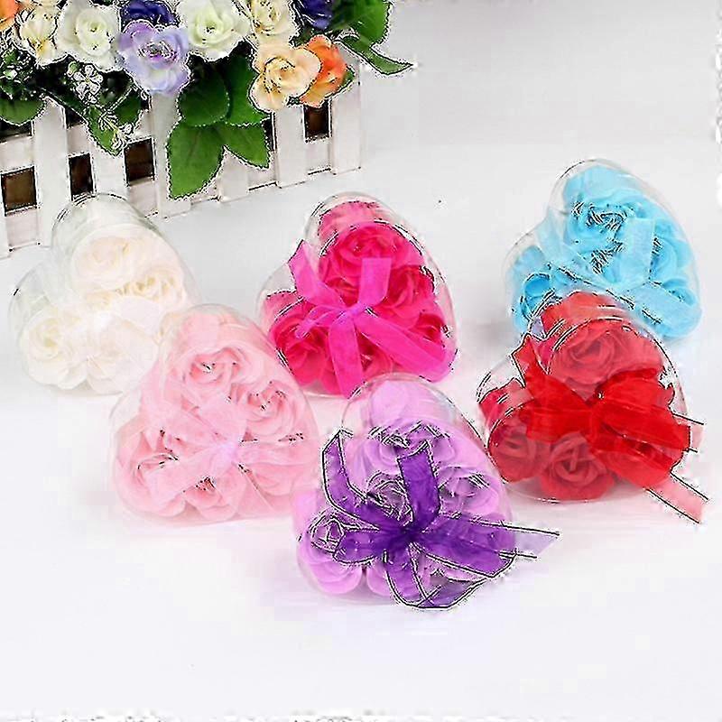 6pcs/box Soap Flower Delicate Texture Everlasting Multicolor Quick Dissolve Simulated Flowers For Valentines Day