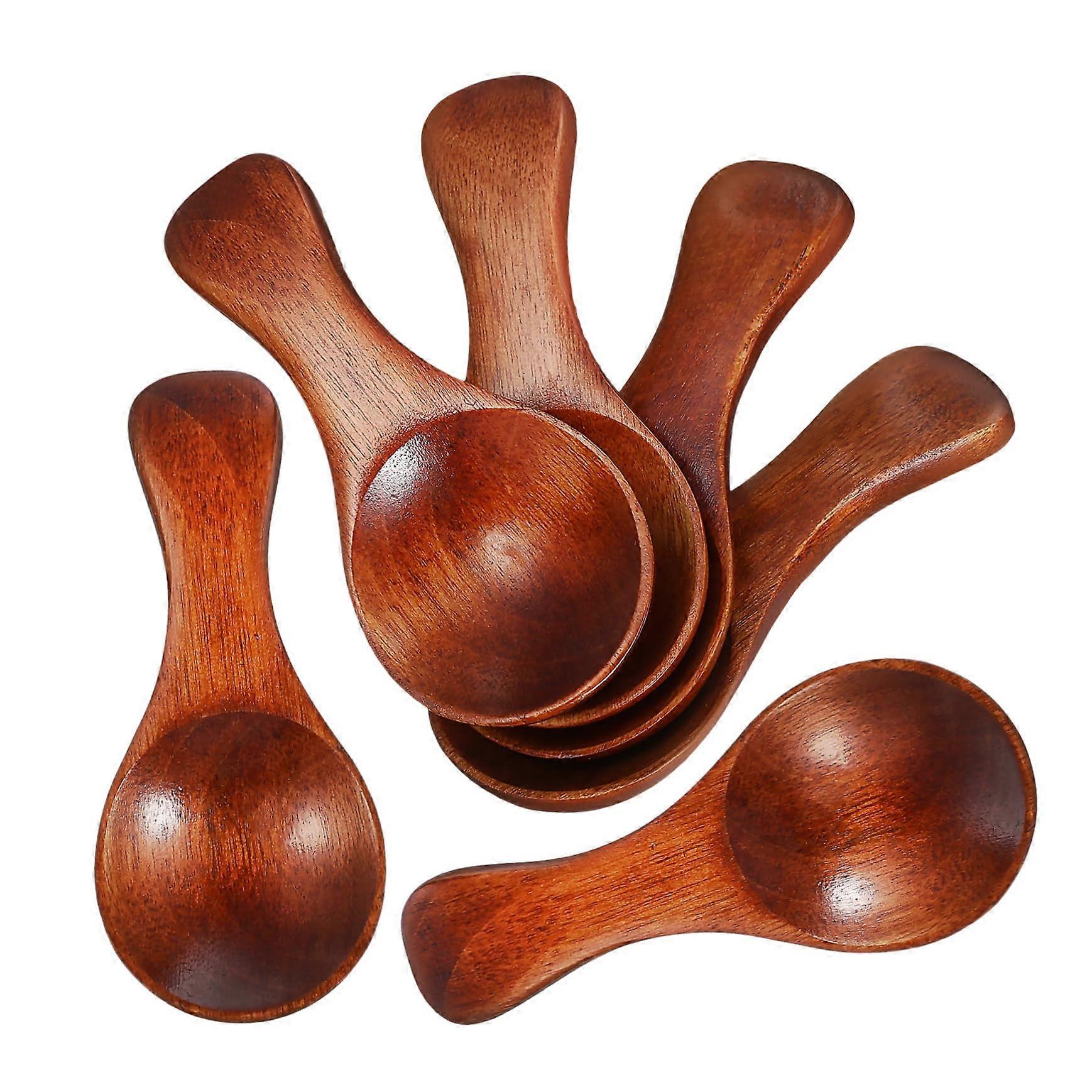 6pcs Miniature Wooden Spoons For Condiments And Tea Jam Spice Jars Portable Easy Storage