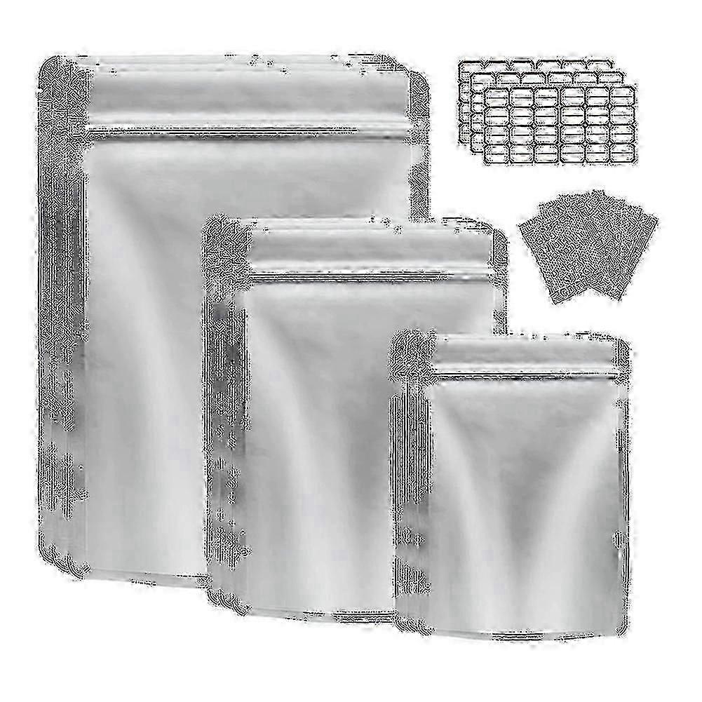 50 包聚酯薄膜袋，用于食品储存，带脱氧剂可重新密封谷物坚果-好