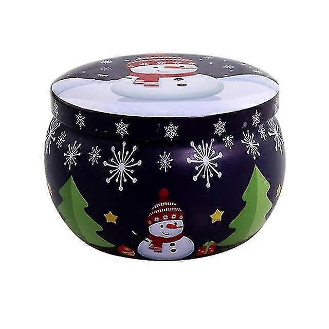 Christmas Tinplate Round Candy Tin Can Metal Candle Jars With Lid Candle Container Empty Box