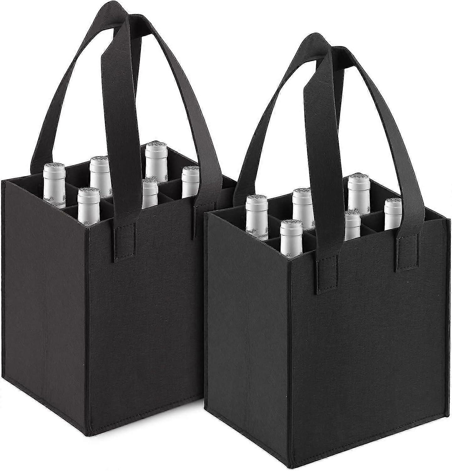 2pcs Bottle Tote 6 Compartment Felt Wine Bag