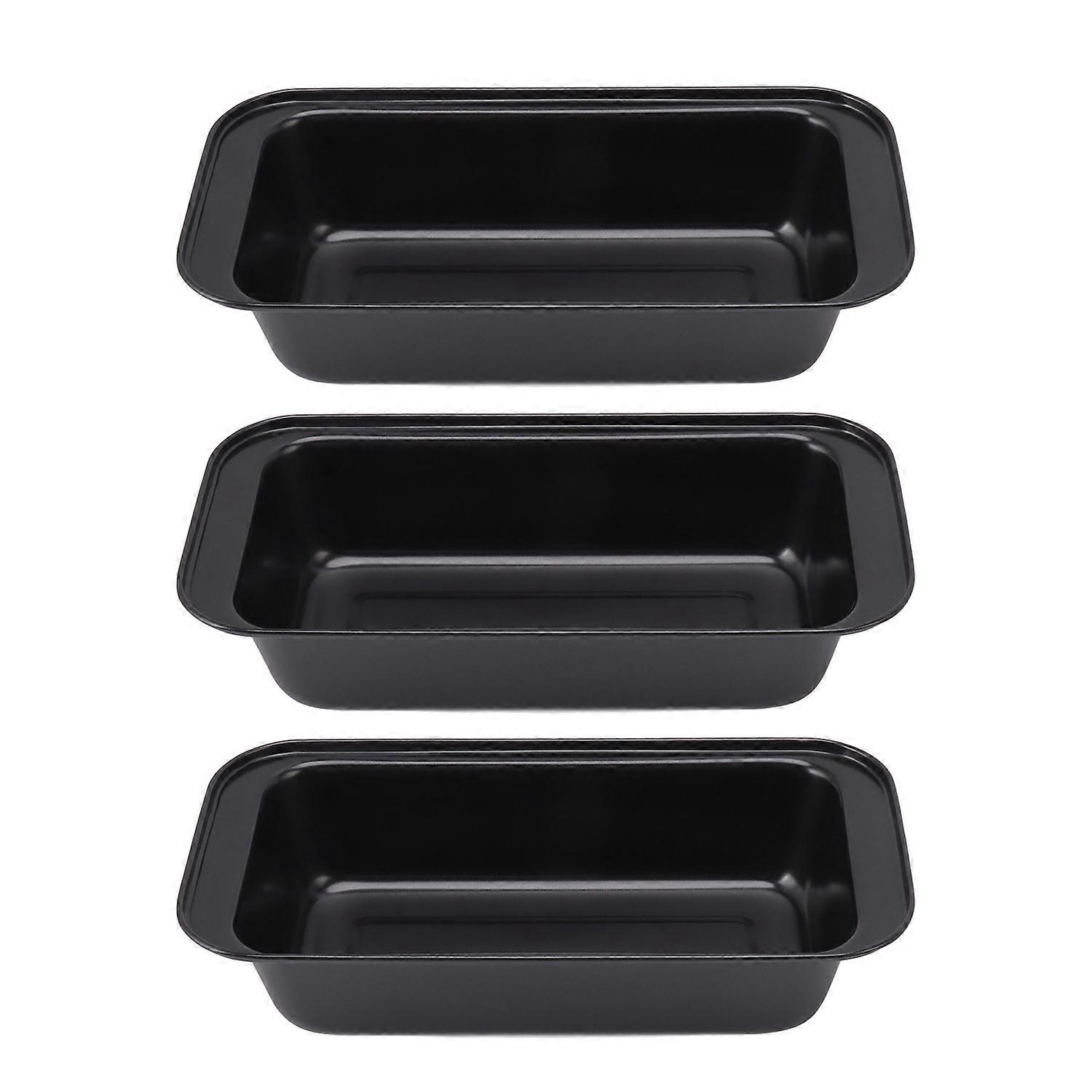 3PCS Non Stick Baking Pan Carbon Steel with Coating Loaf Bread Mould Box Rectangular Black