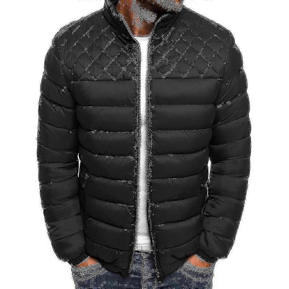 Men Quilted Puffer Jacket Winter Warm Bubble Down Coat Zip Padded Outerwear Pocket