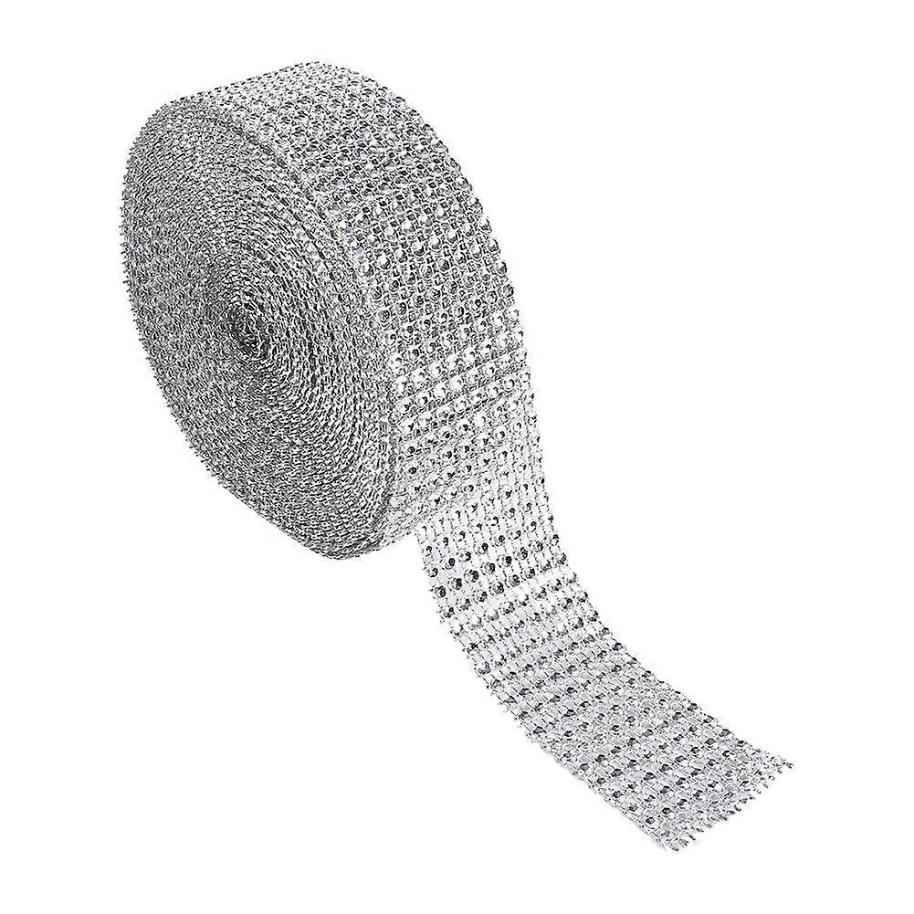 10 Yard Rhinestone Mesh Ribbon Roll Crystal Diamond Wrap for Arts and Crafts Project Silver