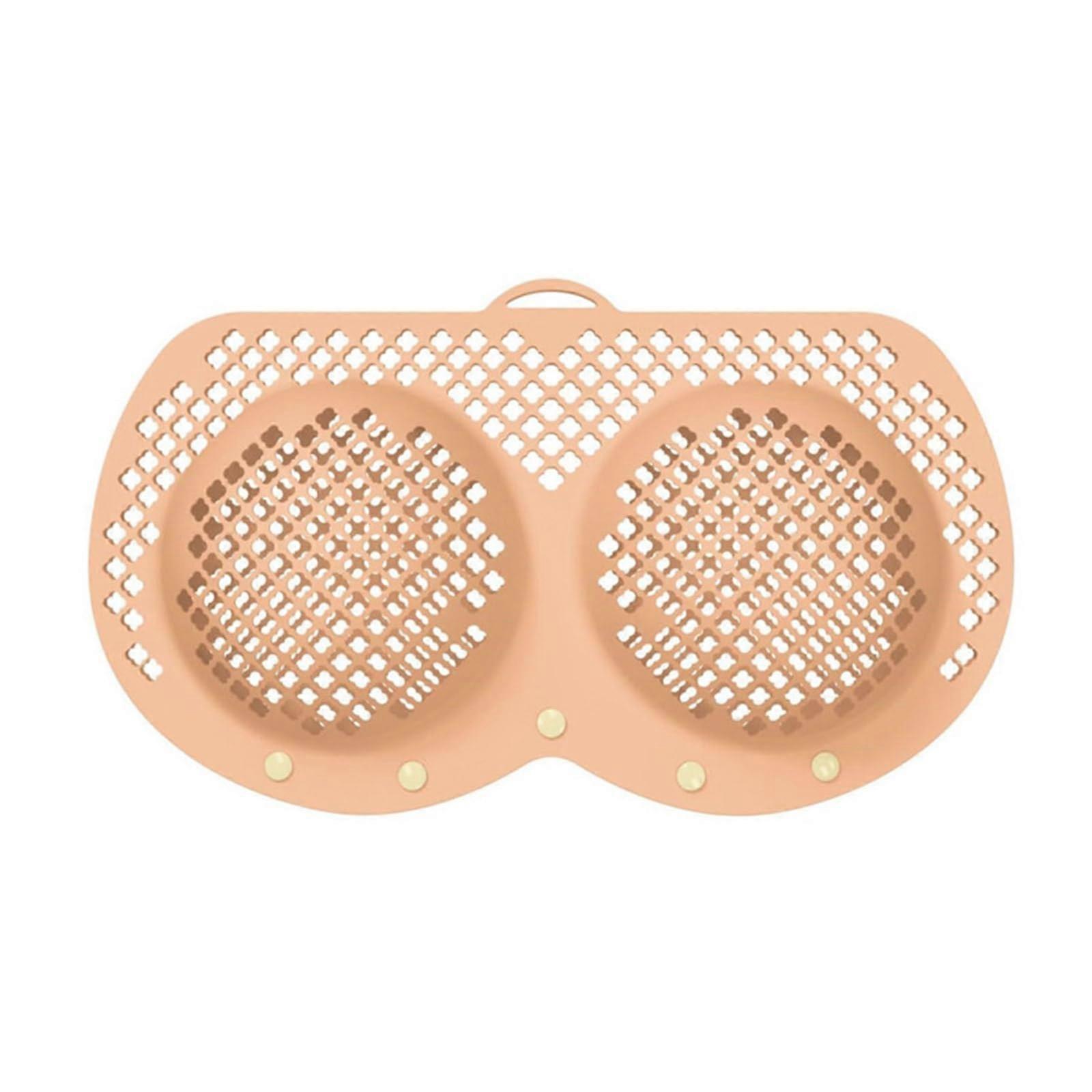 Bra Laundry Wash Bag Mesh Lingerie Protector with Silicone Frame AntiDeformation Container Apricot