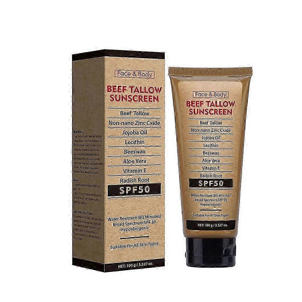 suitable for Grass-Fed Beef Tallow Sunscreen SPF 50 100g Natural Tallow Zinc & Oxide R3V0-jc