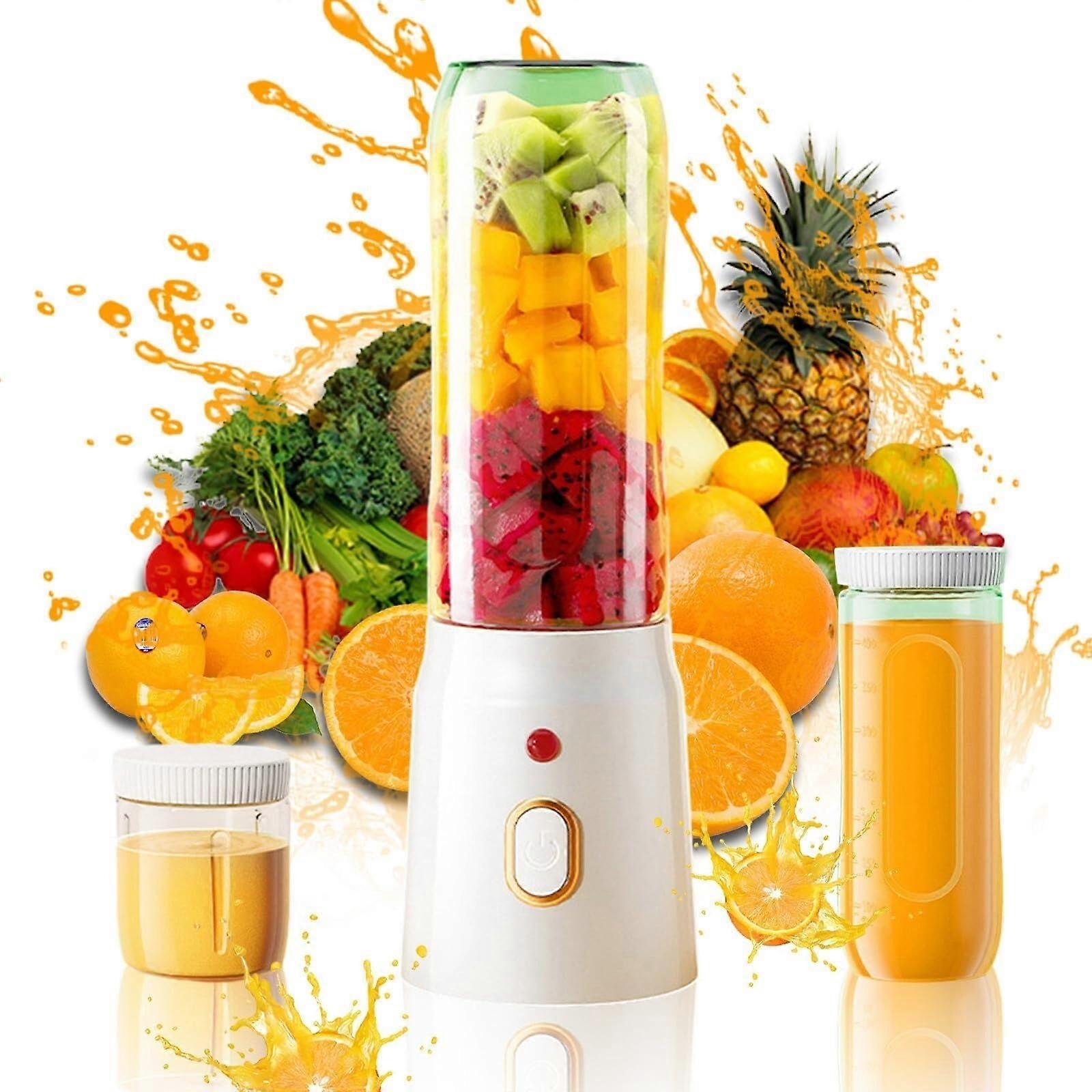 Portable USB Rechargeable Blender with 10 Blades Easy Clean Wireless Juicer for Home Travel Camping White