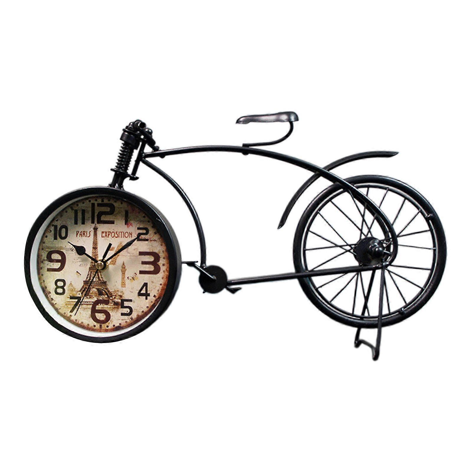 Classical Bike Table Alarm Clock, Elegant Metal Art With Precise Timekeeping For Collectors & Hobbyists  Black
