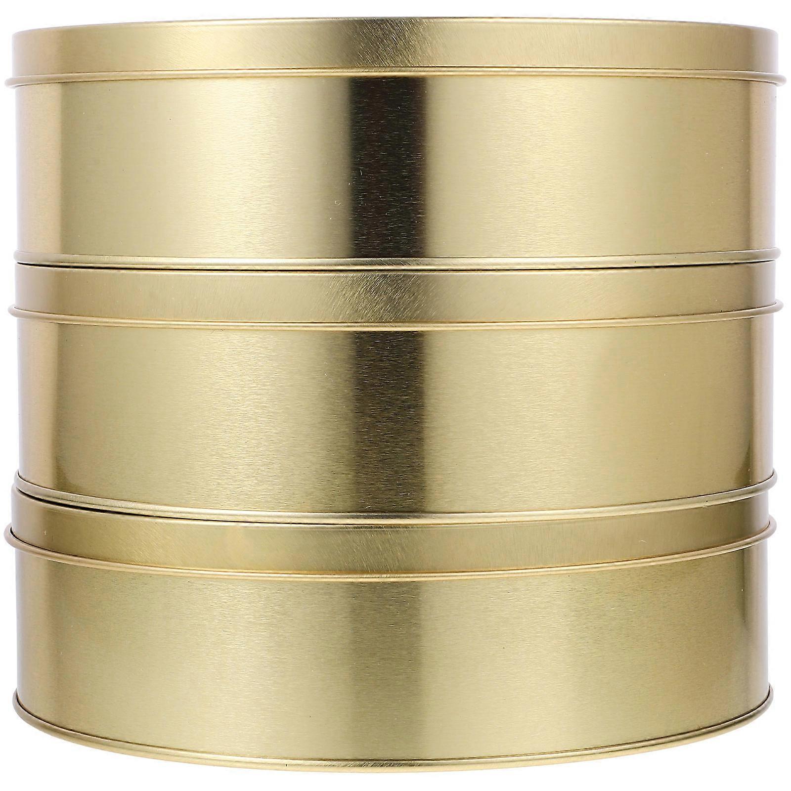 3pcs Cookie Tin with Lid Round Tinplate Candy Box Holiday Metal Container for Cookie Candy Snack