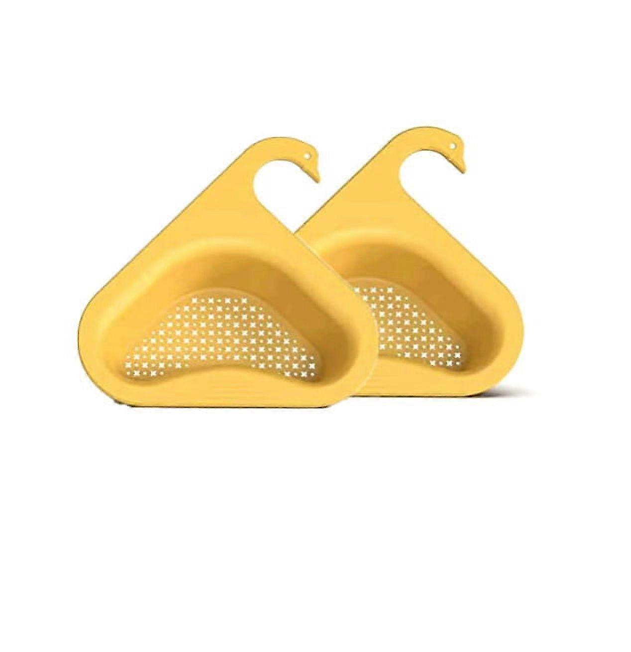 Sink Strainer Basket Set of 2, Triangular Swan Drain for Kitchen Corner, Punch-Free Multifunctional Drain Compatible with Sink, Bathroom, Soap Box