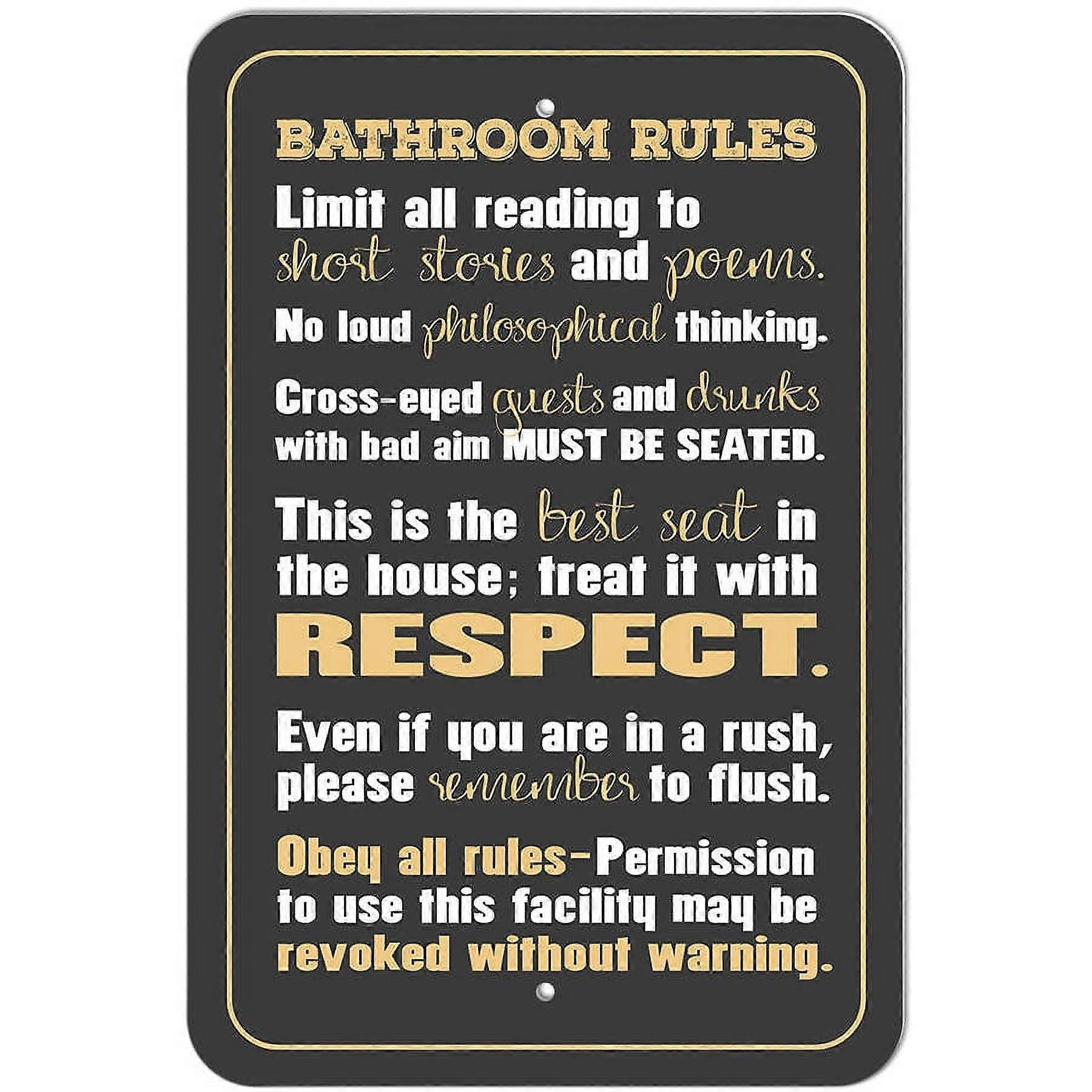 Dummes Schild mit den Badezimmerregeln