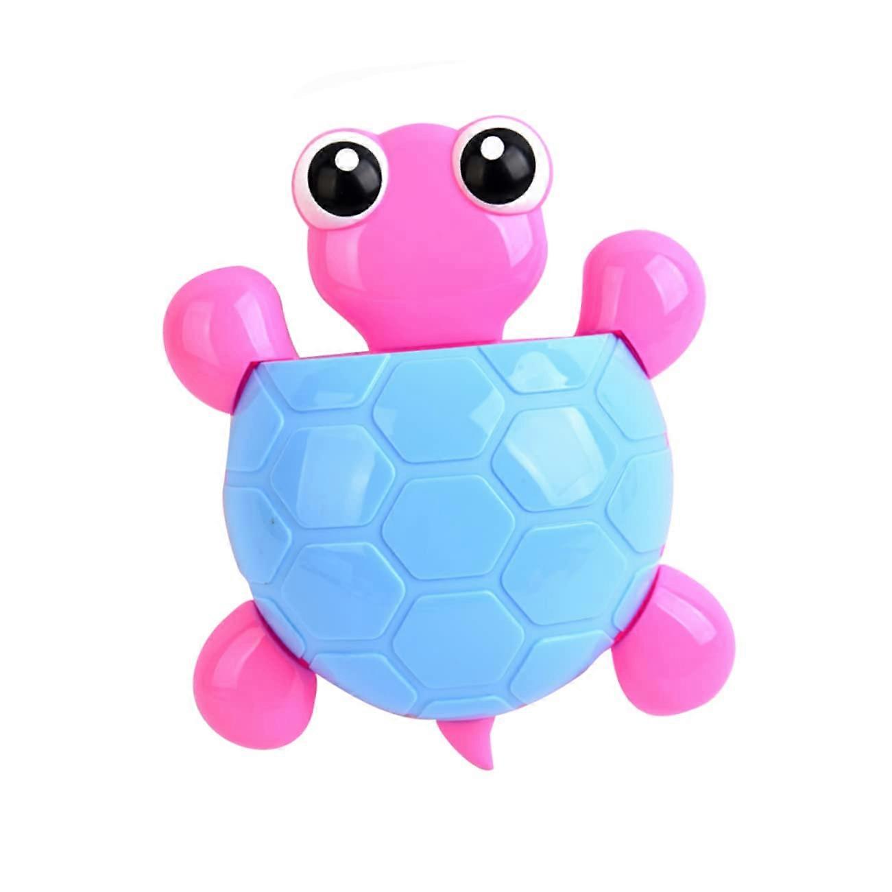 2 Pack Blue Turtle Suction Cup Toothbrush Holders with Toothpaste Container for Bathroom Wall Storage