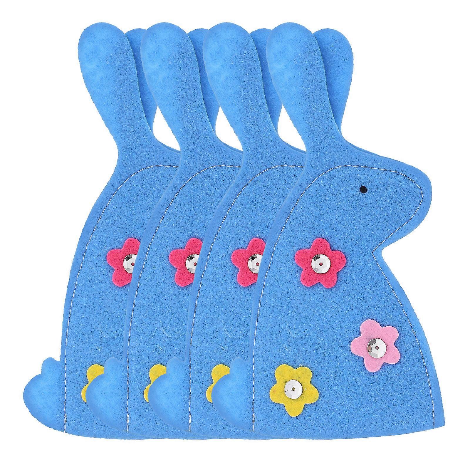 Blue Nonwoven Fabric Easter Egg Cover Bag for 12Pcs Rabbit Shape