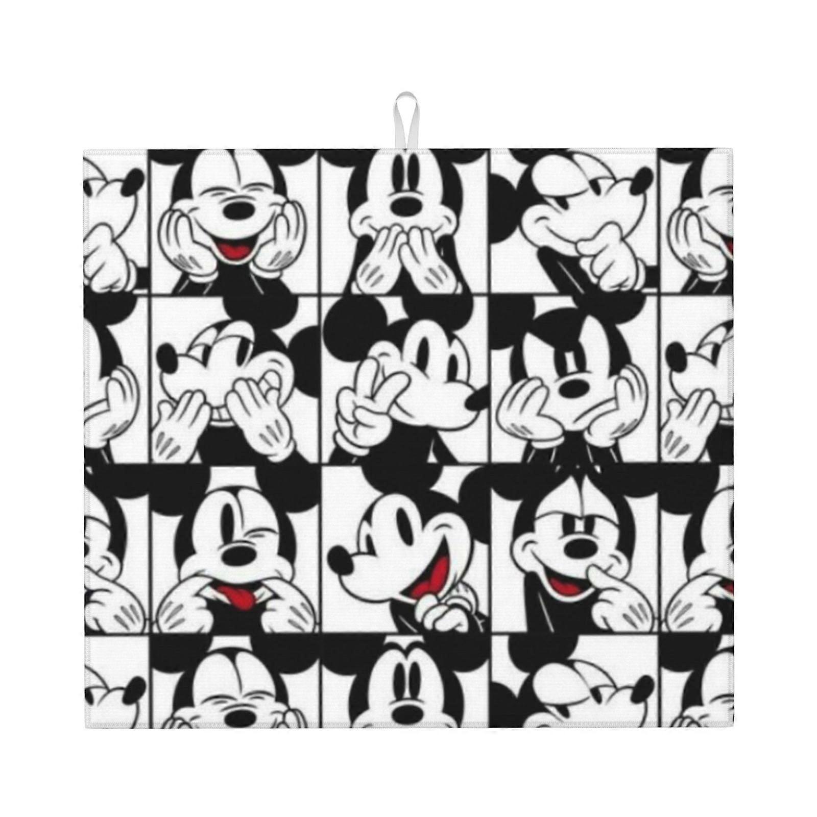Mickey Mouse Dish Drying Mat For Kitchen Counter, Microfiber Dish Mat, Fast Absorbent Draining Pad