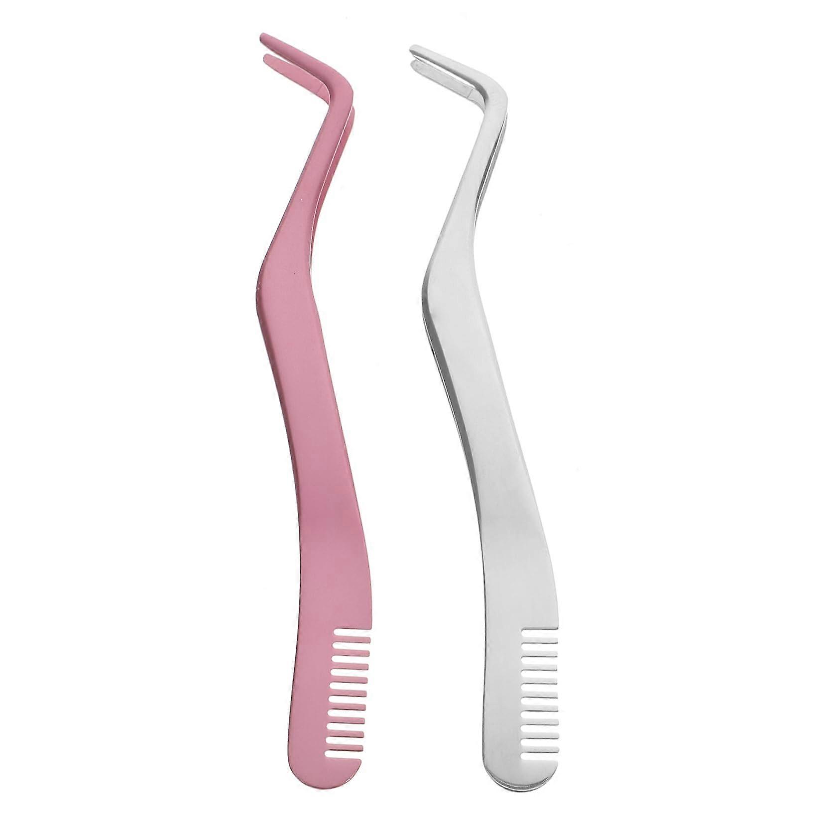 Stainless Steel Eyelash Extension Tweezers 2pcs Ergonomic Lash Applicator Tool for Precise Placement