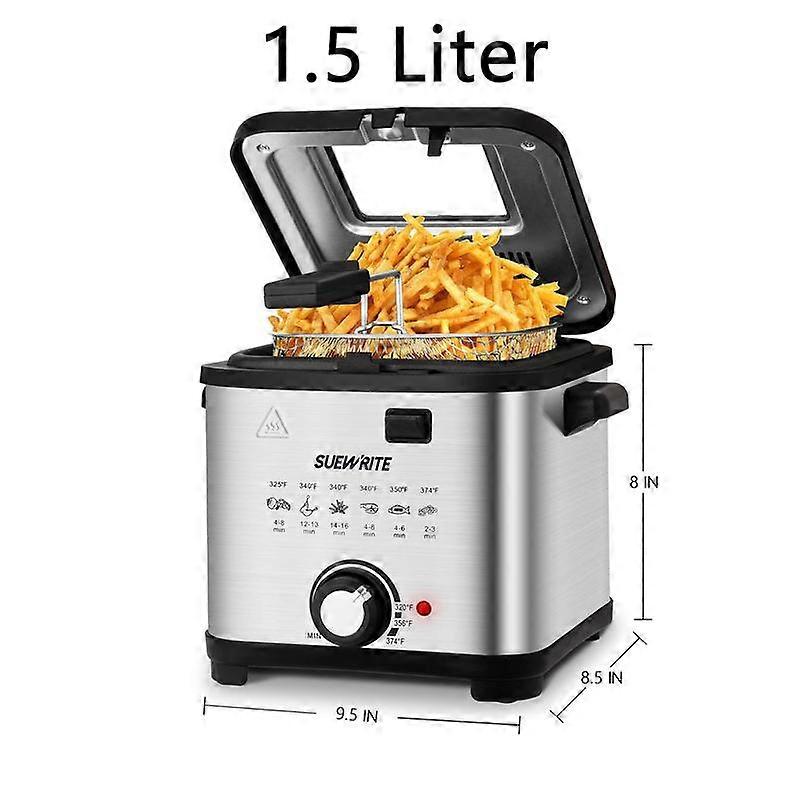 Friggitrice elettrica SUSTEAS per pollo – 1500 W, 1,5 L/2,5 L, temperatura regolabile, riscaldamento rapido e pentola antiaderente – Cottura perfetta in cucina!