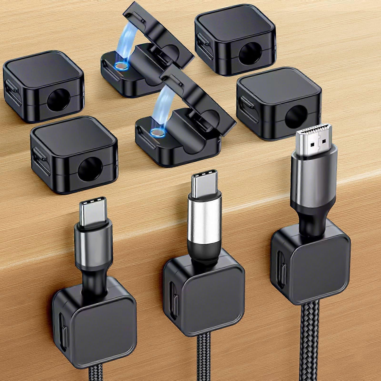 Magnetic Cable Clips Cord Organizer 9 Pack with Locking System for Desk and Nightstand Charging