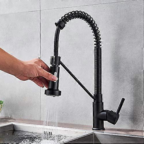 Black Pull Down Kitchen Faucet with Sprayer, Single Handle Deck Mount for Farmhouse or Bar Sink