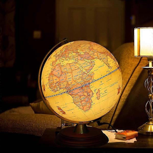 Illuminated globe for children with wooden stand, built-in LED for illuminated night view Antique globe (FMY)