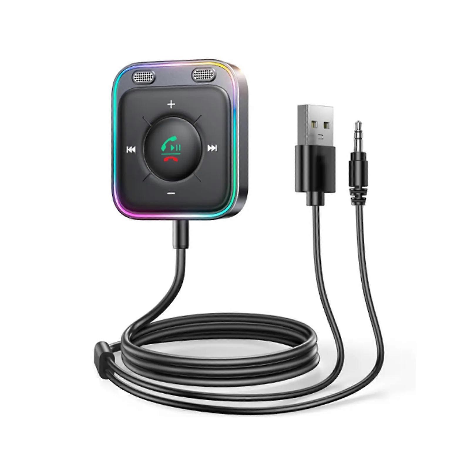 Bluetooth 5.3 Car Adapter Receiver - Wireless AUX USB TF Hands-Free Stereo Audio