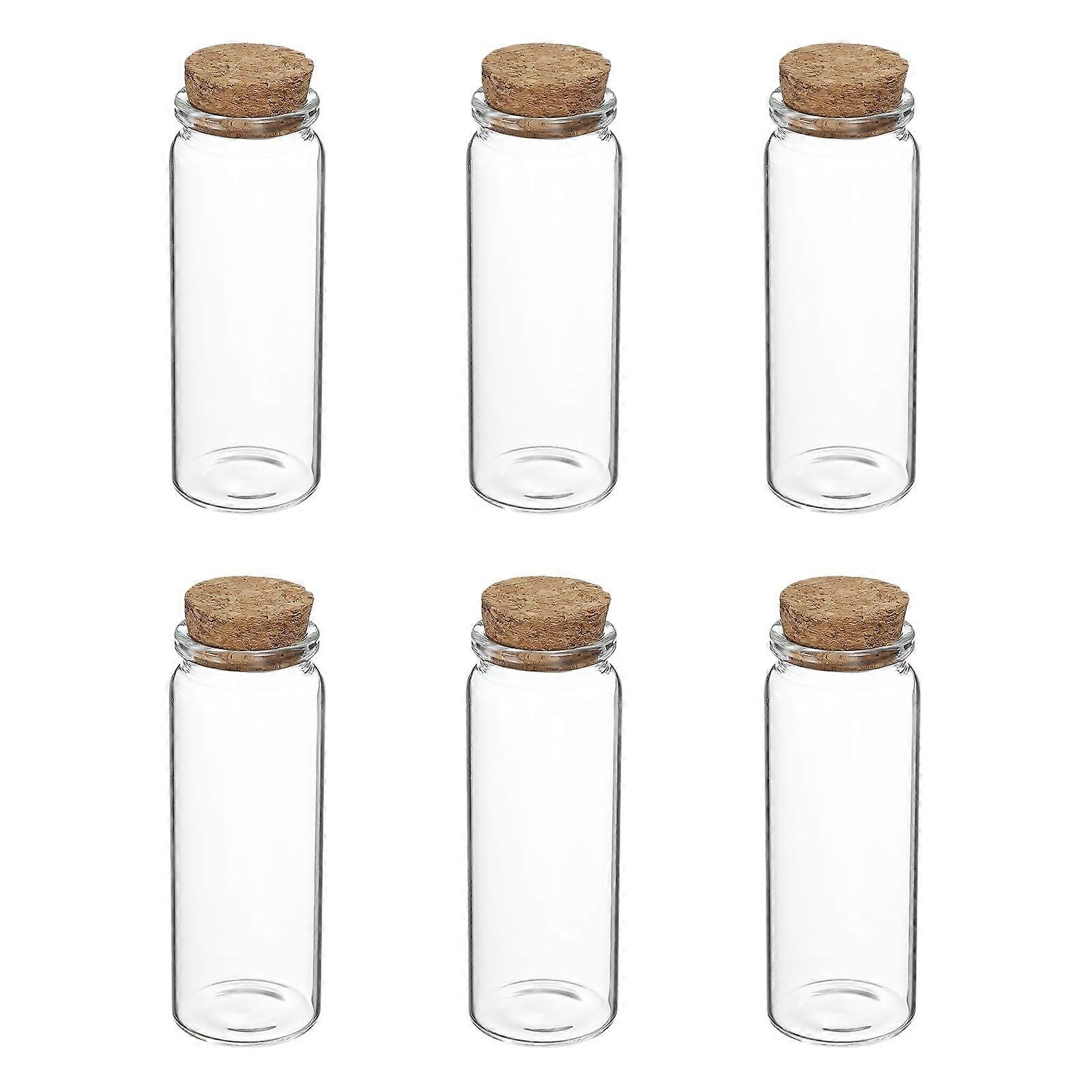 Set of 6 Mini Glass Bottles with Cork, 80ml Clear Jars for Crafts, Wedding Favors, Airtight Seal