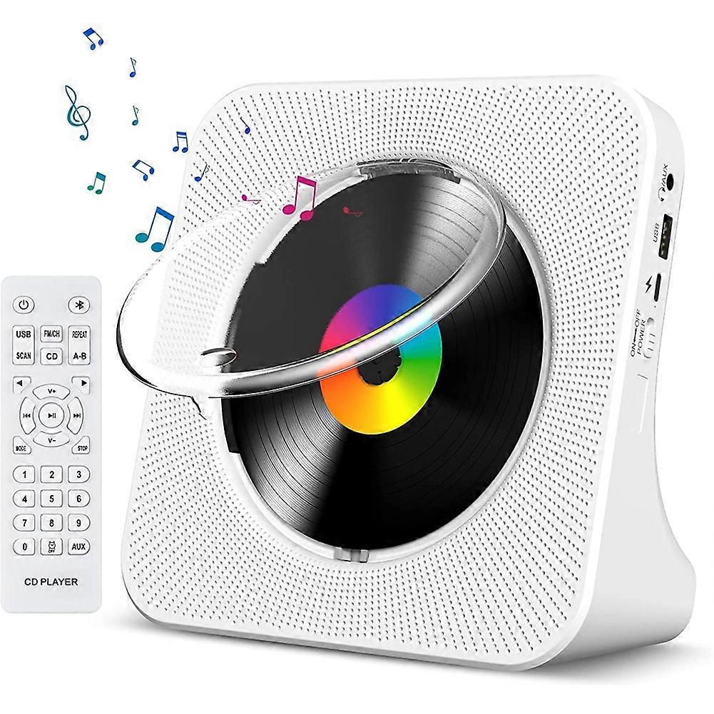 CD Player Portable Bluetooth Desktop CD Player for Home with Timer Built-in HiFi Speakers with LCD Screen Display Radio