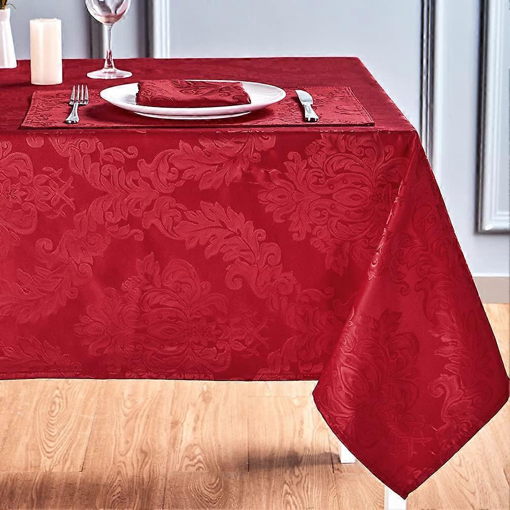 Waterproof Red Rectangular Tablecloth 52 x 70 Inch Linen Farmhouse Style Stainproof Washable