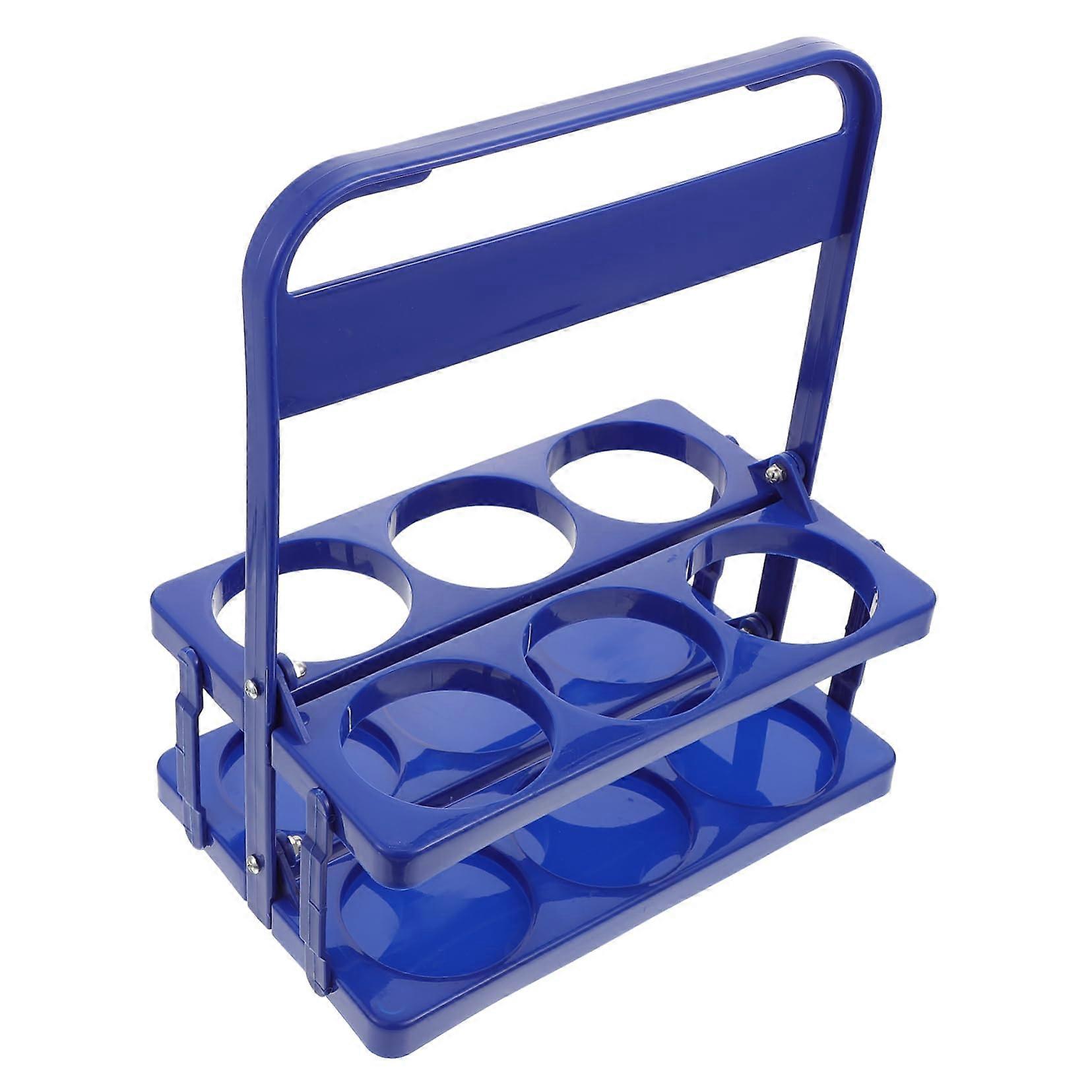 Foldable Beer Bottle Carrier with Waterproof Plastic Wine Rack for Outdoor Parties and Picnic Blue