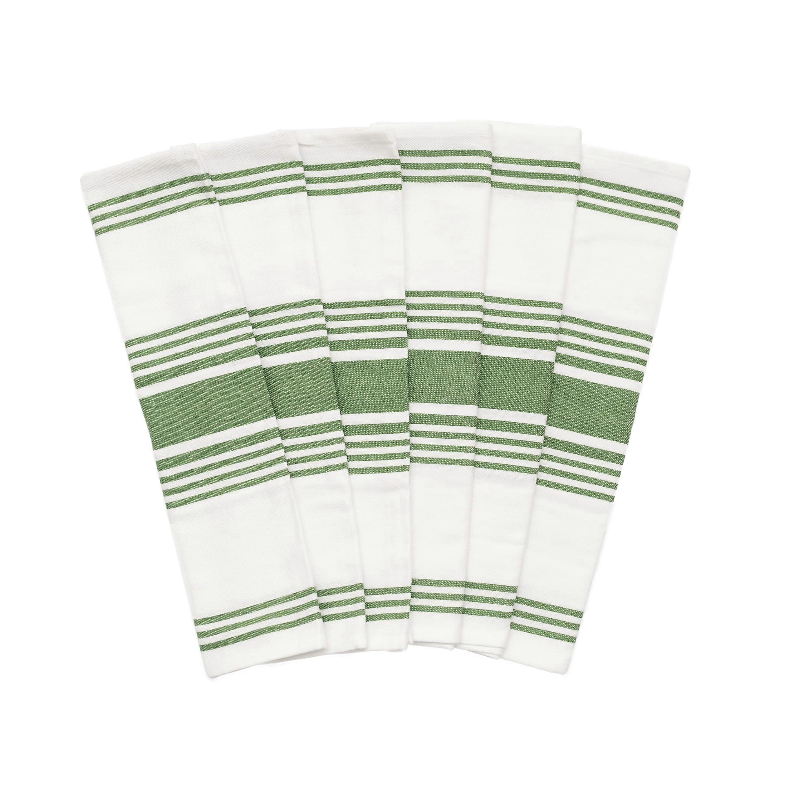 Olive Green 100% Cotton Kitchen Towels 6 Pack Extra Large Absorbent Dish Towels with Hanging Loop
