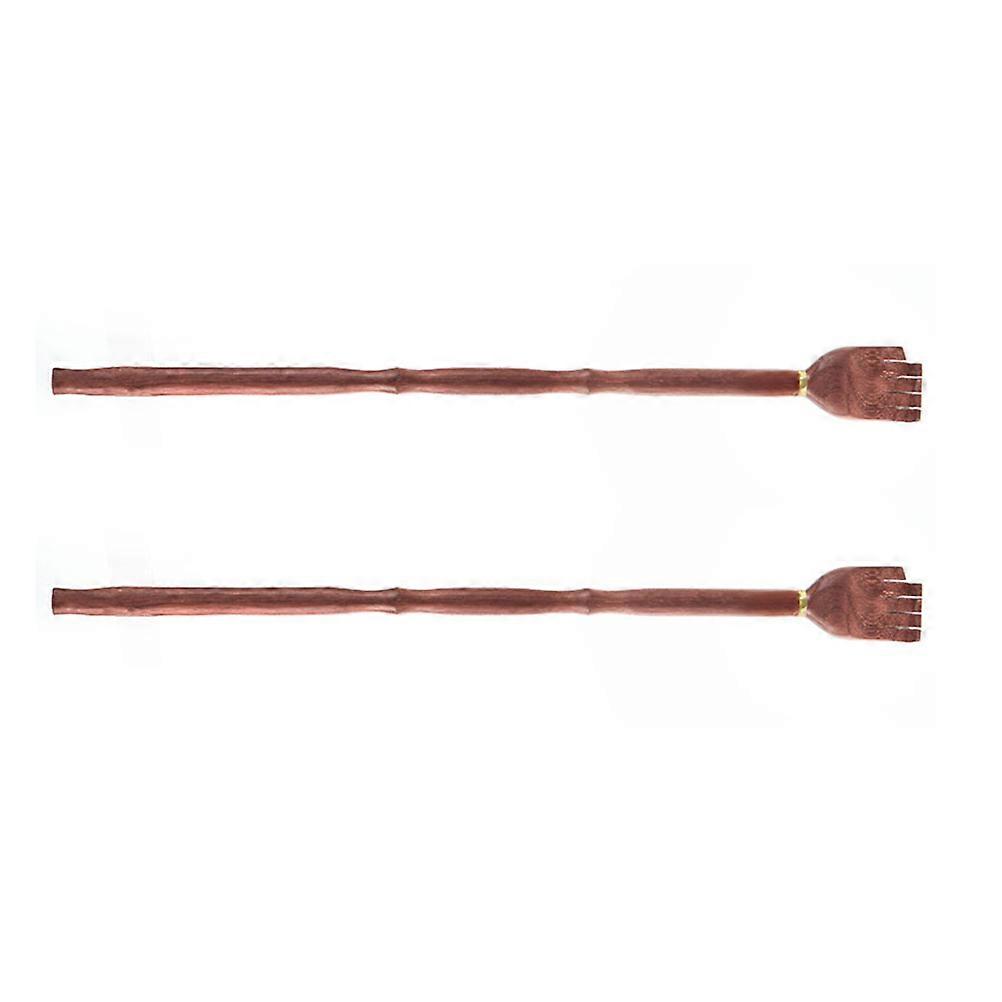 Portable Brown Wooden Back Scratcher with Premium Synthetic Material for Scratching Use 2Pcs