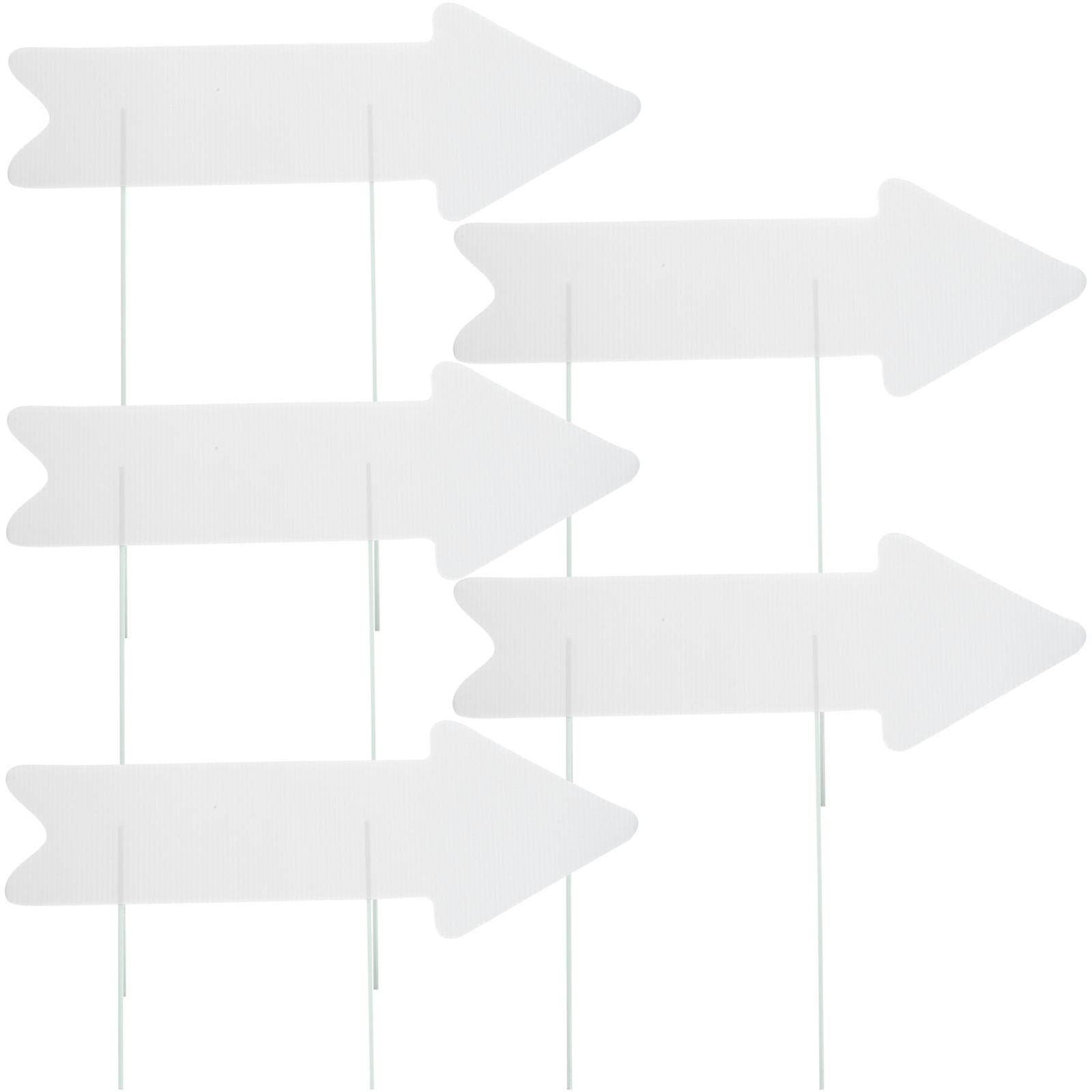 White Plastic Yard Sign for Garden Use Blank 5Pcs with Stakes