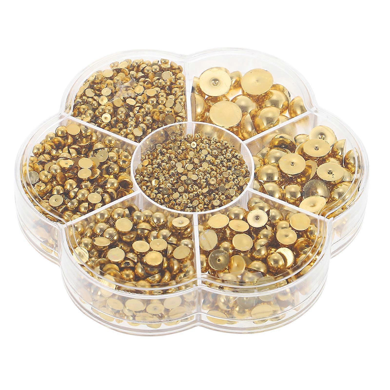 Golden Multi-Function Decorative Nail Pearls Plastic for 1 Box Accessory