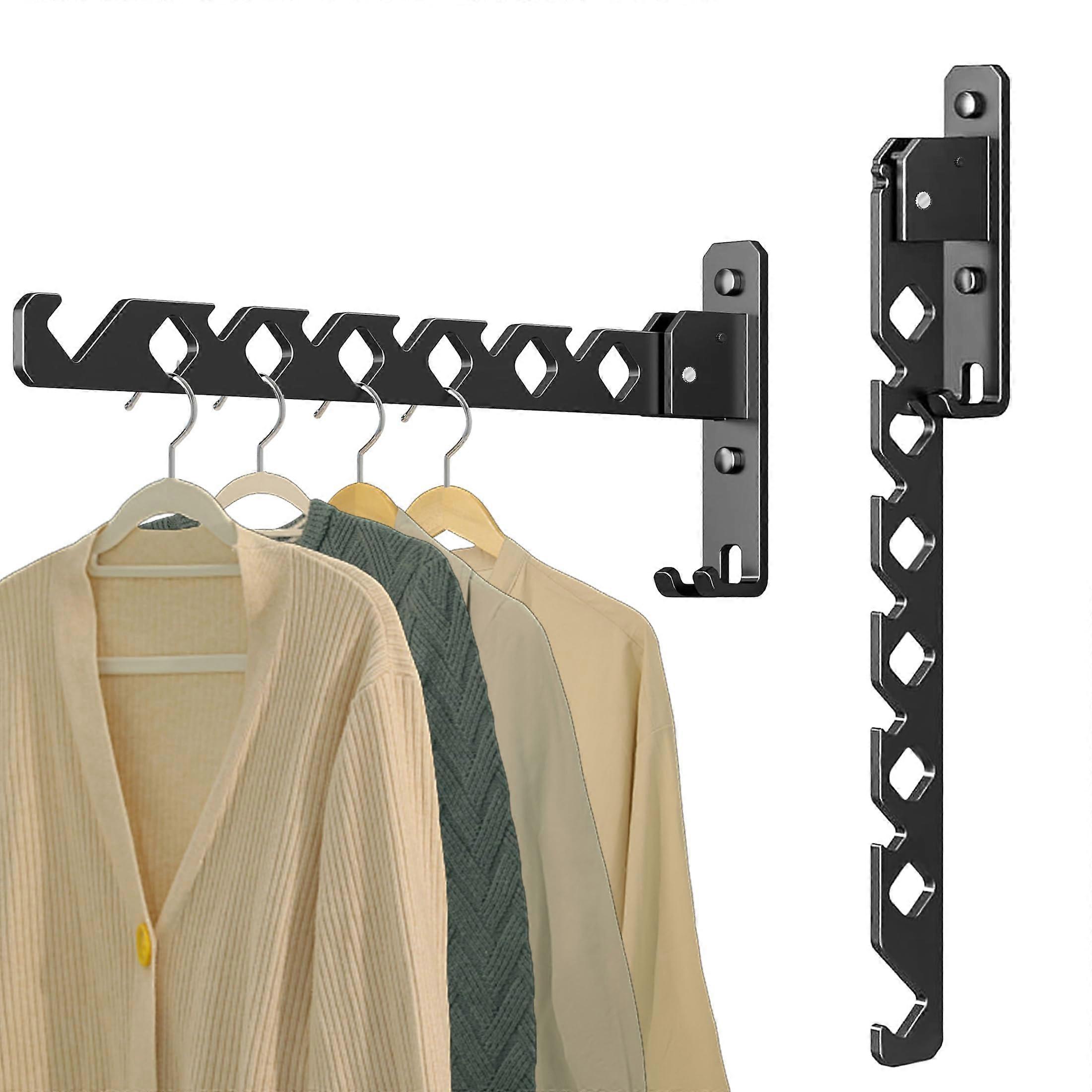 Wall Mounted Clothes Rack 2 Pack Folding Drying Rack Rustproof Space Saving for Laundry Bathroom