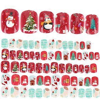 Weihnachts-Kunstnägel für Kinder, 3er-Set, abnehmbare künstliche Nägel mit Kleber