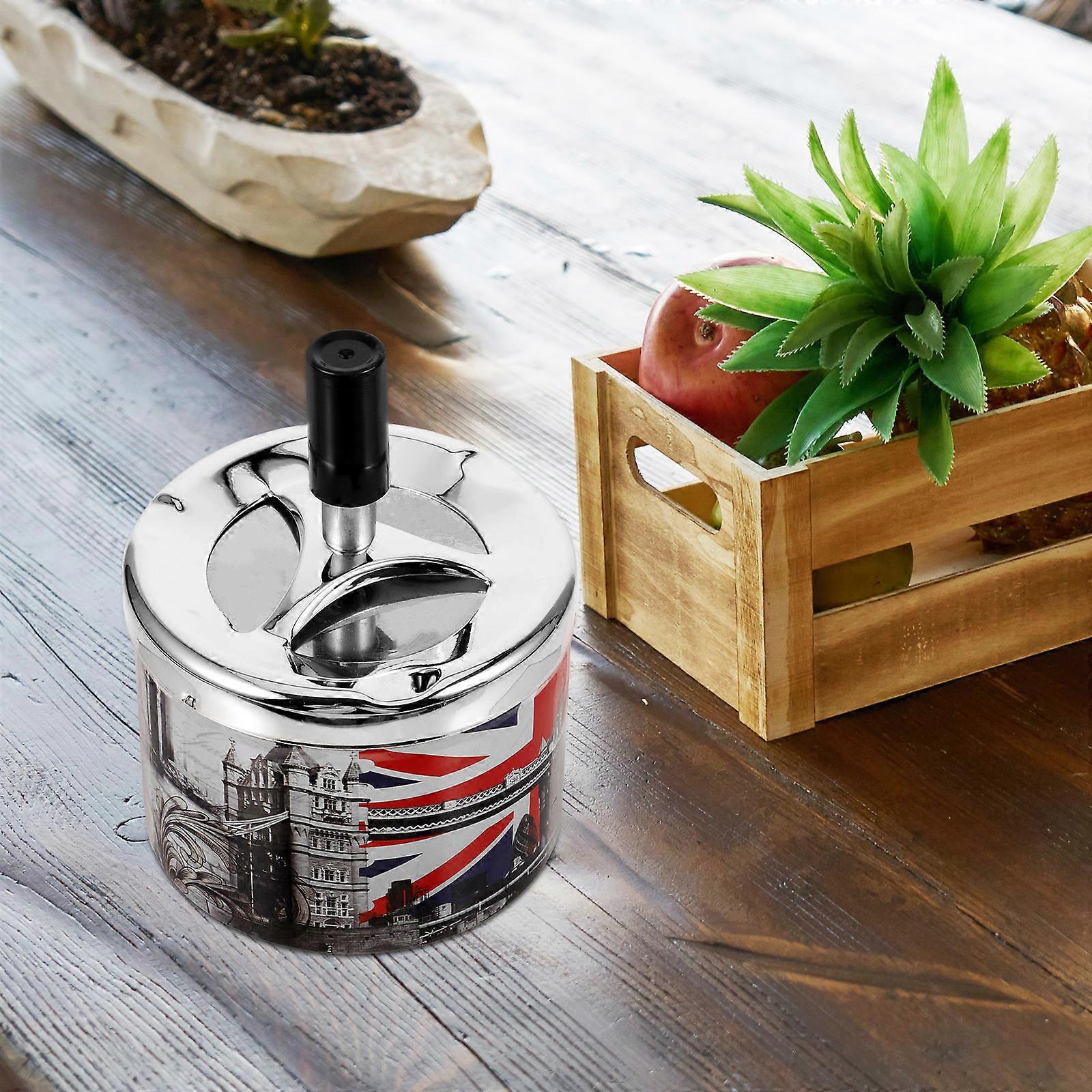 Home Ashtray Metal Automatic Extinguishing Ashtray with Rotating Lid