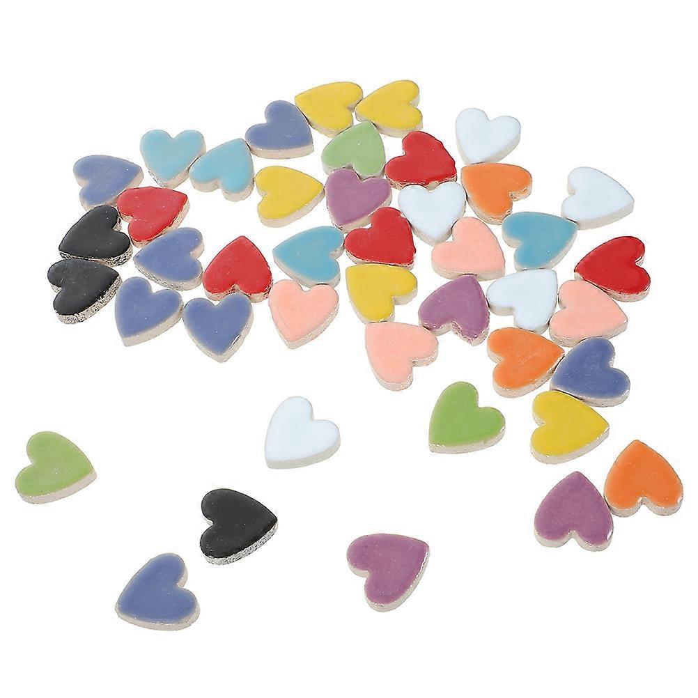 2Pcs Ceramic Heart Mosaic Tiles for Decoration DIY Crafts Kit