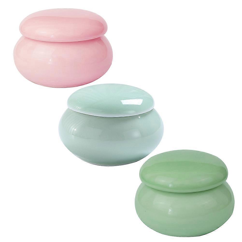 Lip Balm Jar Ceramic for Storage 3Pcs Multipurpose Cosmetics Containers