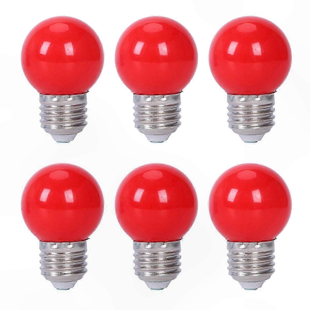 6-Pack E27 LED Bulbs, 3W SMD Energy Efficient Light, AC 110-240V, Red