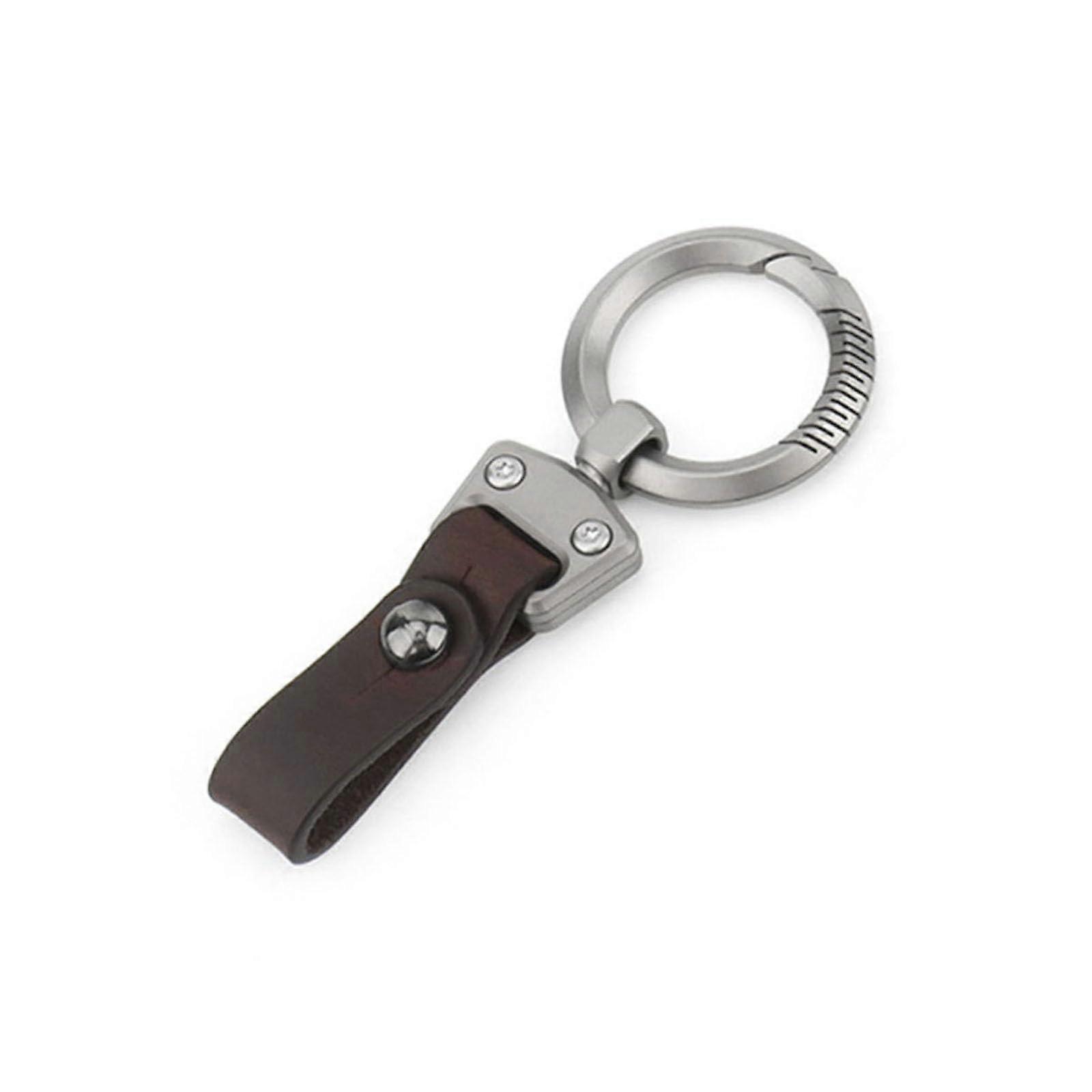 Titanium Leather Carabiner Keychain for Men with Durable Cowhide Strap and Secure Latch Hook