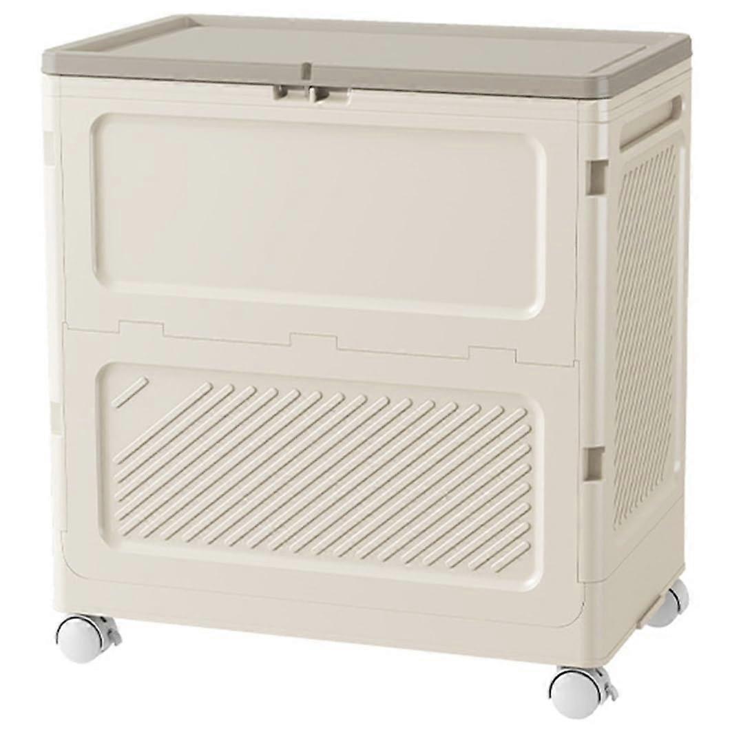 Large Laundry Hamper with Wheels and Lockable Lid, Foldable Clothes Basket for Bedroom Bathroom