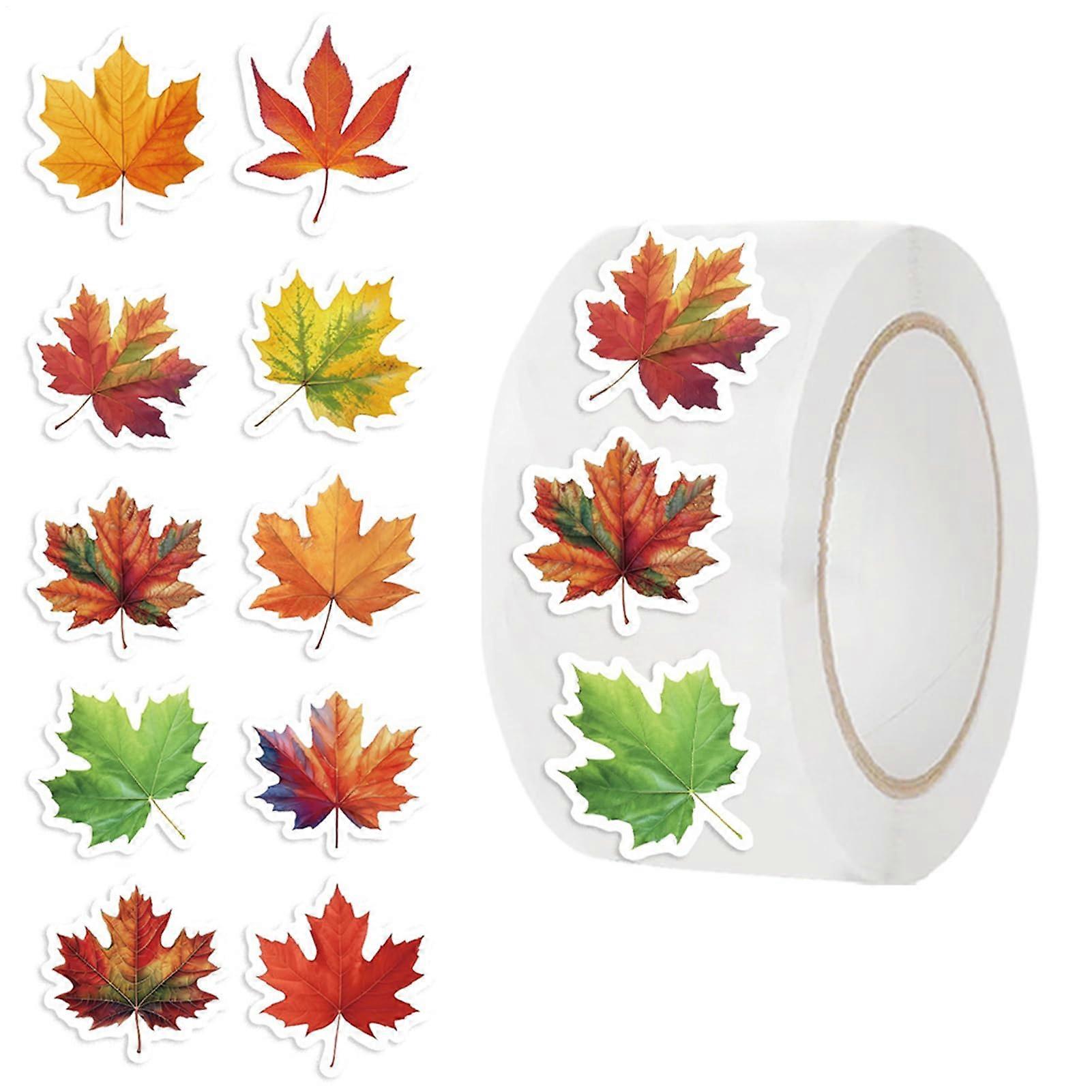 Maple Leaf Stickers Roll for Scrapbooking and Planner, Fall Leaf Design for Journaling and Crafts