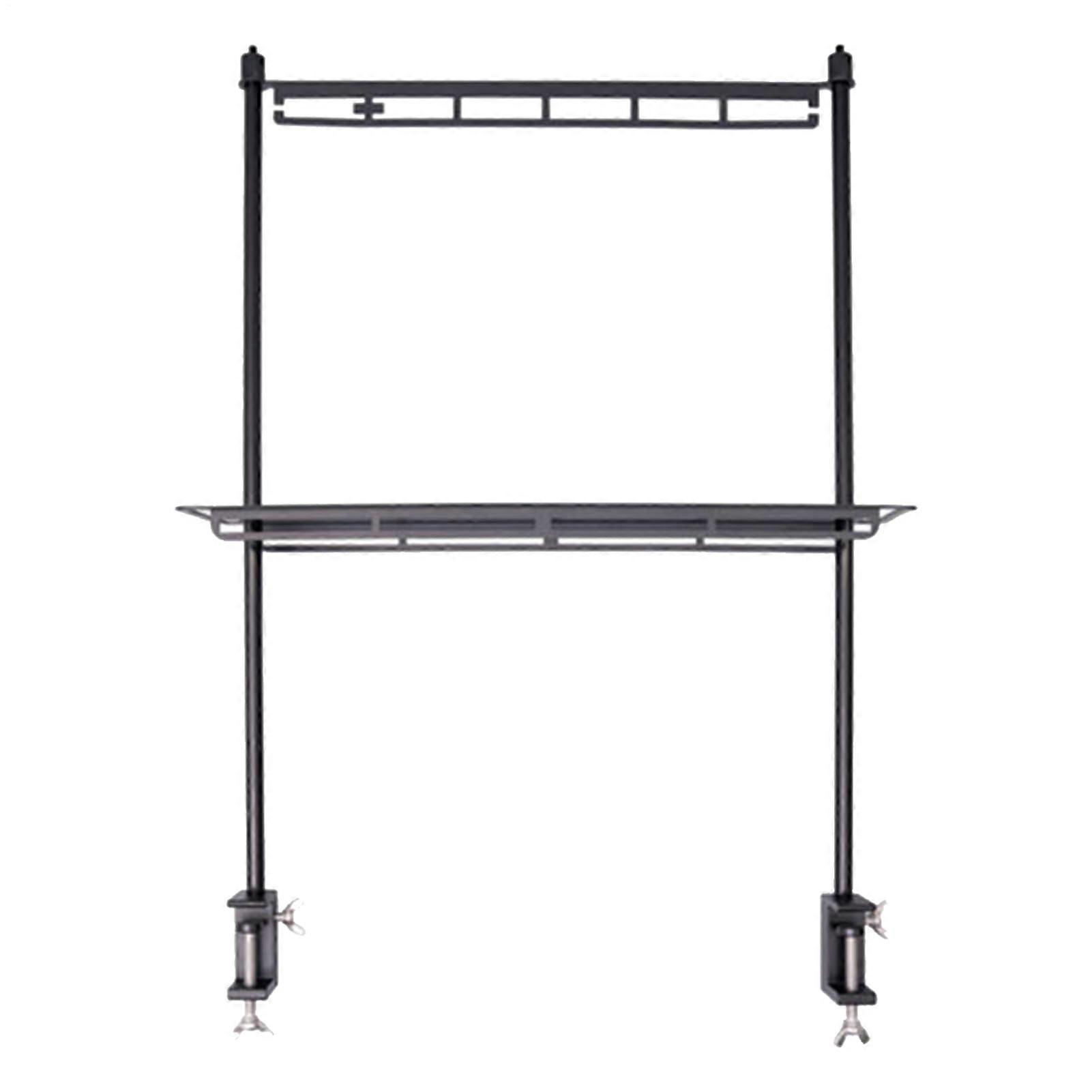 Camping Table Rack with Adjustable Height, Folding Organizer Stand for Outdoor Cooking and Lantern Pole