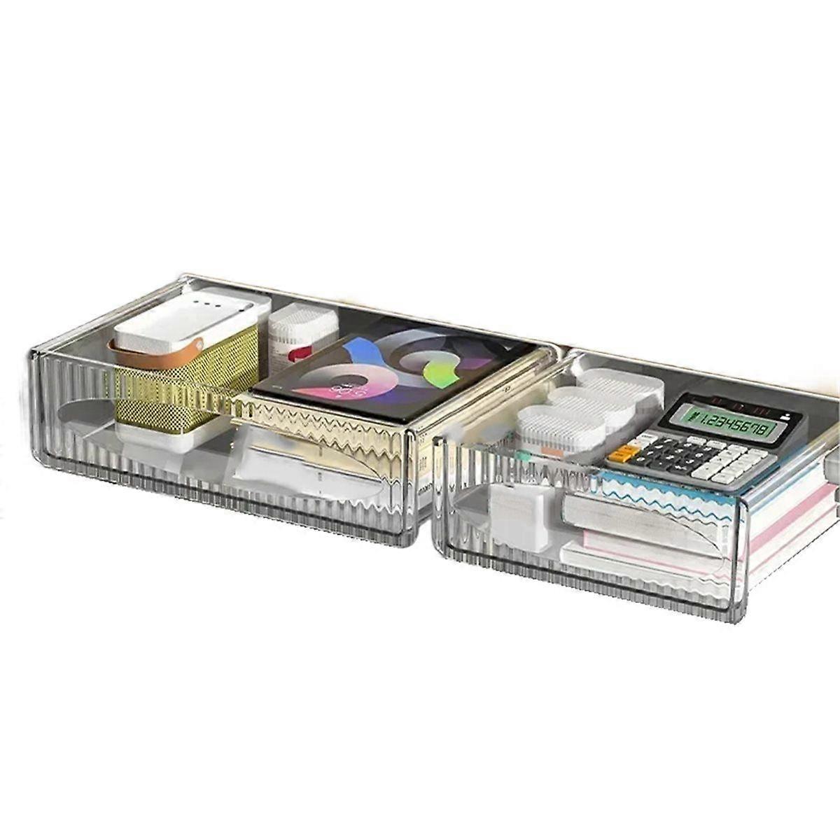 Storage Table Shelf Storage Box Pull Out Storage Box Hanging Under Desk Drawer Large Capacity Undertable Drawer White