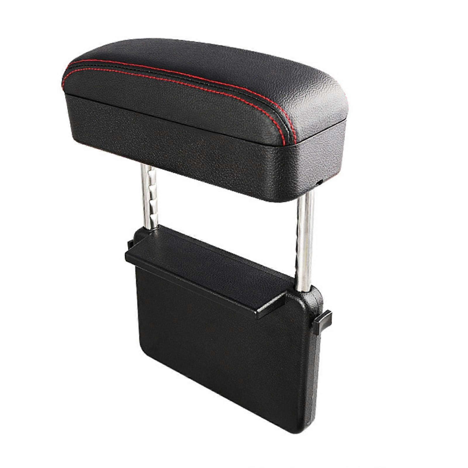Car Armrest with Adjustable Height Support, PU Leather Center Console Organizer Extra Storage